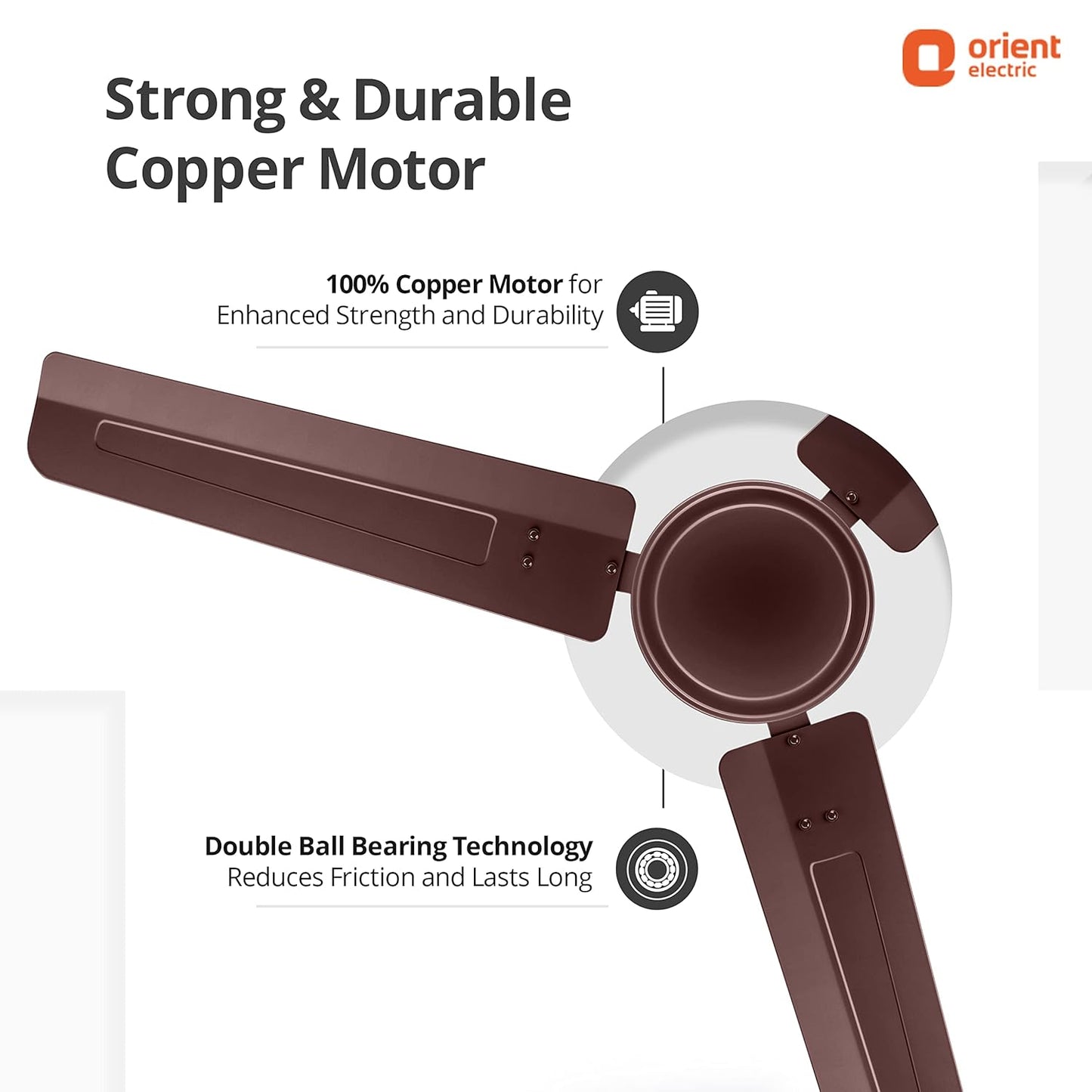 Orient Electric Falcon 400 1200MM High speed Ceiling fan for your home with corrosion free tangential blades | 5 year warranty (Brown, Pack of 1)