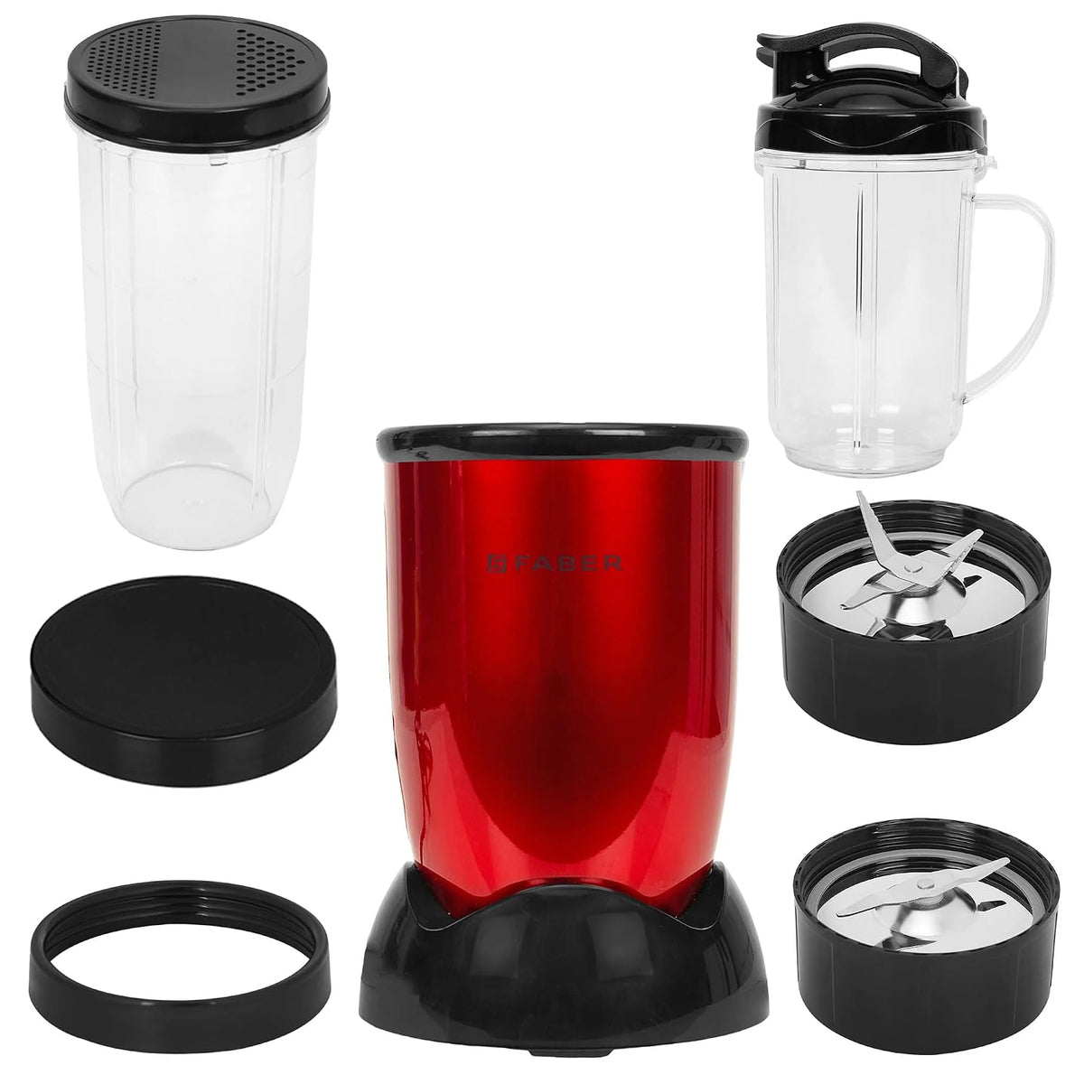 Faber Sportz Blender FSB 3-in-1 Red Velvet|400W|100% Copper Motor|Detachable SS Blade|3 PC Jars 500ML+500ML Mug+300ML|Dr