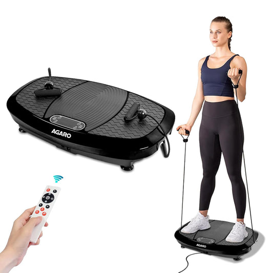 AGARO Royal 3D Vibration Plate Massager, Home & Gym Workout Machine For Muscle Toning, Calorie Burning, Massaging, Weight Loss, Pain Relief & Comes With 5 Program Mode With Remote,2 Balance Straps