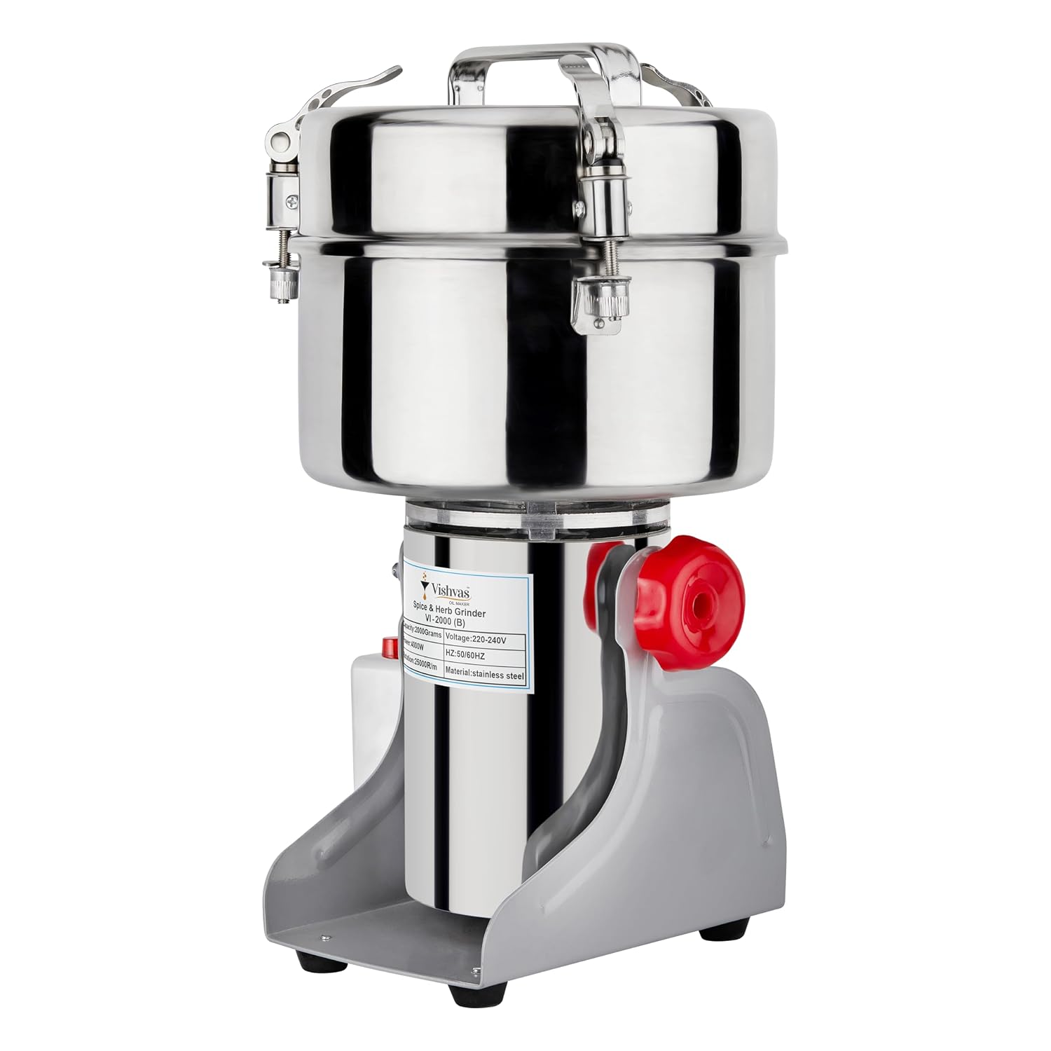Vishvas Powerful Masala Grinder Machine 2000gm Capacity - Fast and Efficient Grinding for Spices, Herbs and Dry Fruits Masala Grinder 2 KG, Stainless Steel