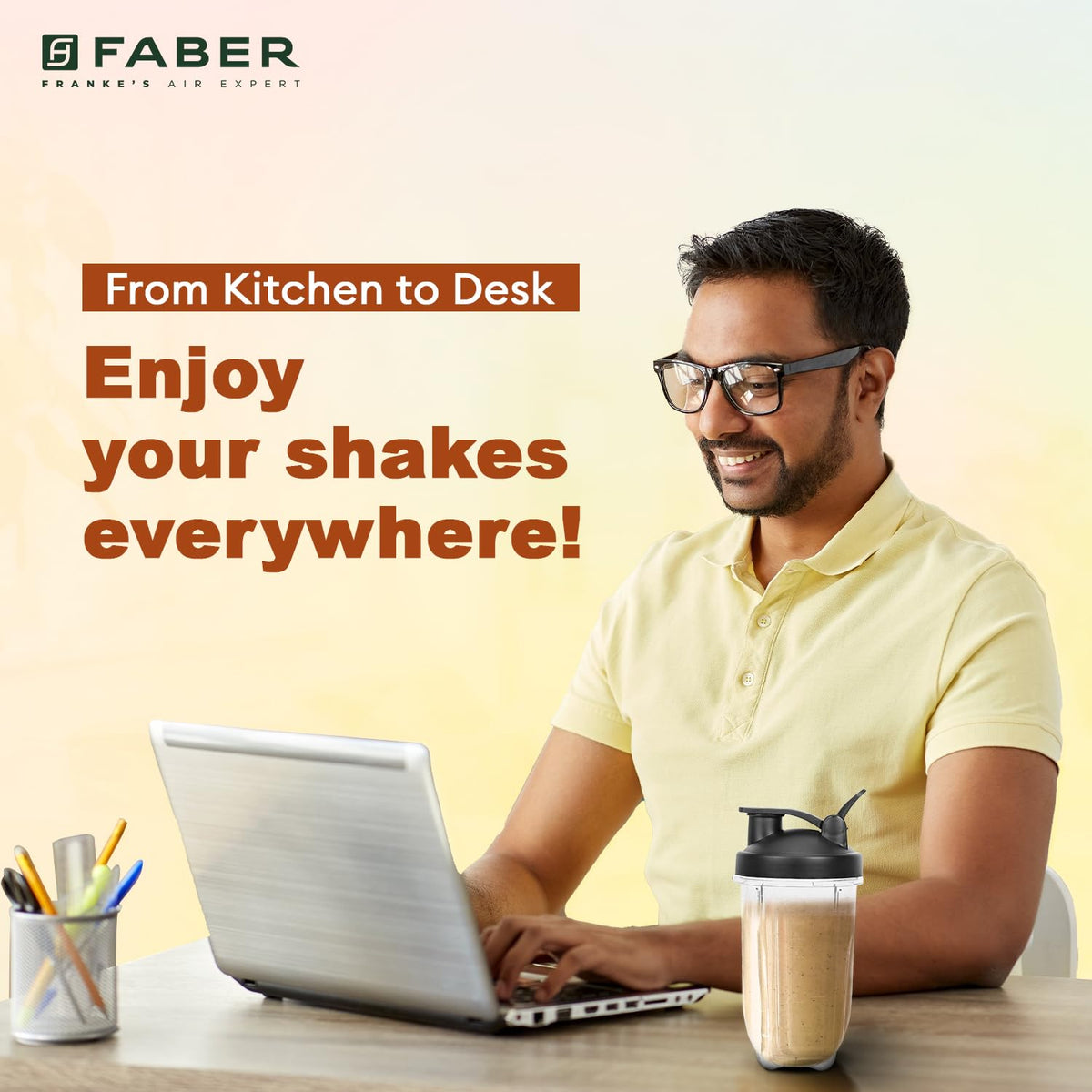 Faber Sportz 2-in-1 Nutrifit Nero Blender Mixer Grinder - 400W, 100% Copper Motor, Detachable SS Blade, 500ML & 300ML Ja