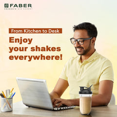 Faber Sportz 2-in-1 Nutrifit Nero Blender Mixer Grinder - 400W, 100% Copper Motor, Detachable SS Blade, 500ML & 300ML Ja