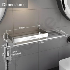 Plantex Stainless Steel Shelf for Bathroom/2in1 Multipurpose Bathroom Shelf with Soap Dish/Holder/Bathroom Organiser (15x5 Inches) Pack of 2-4