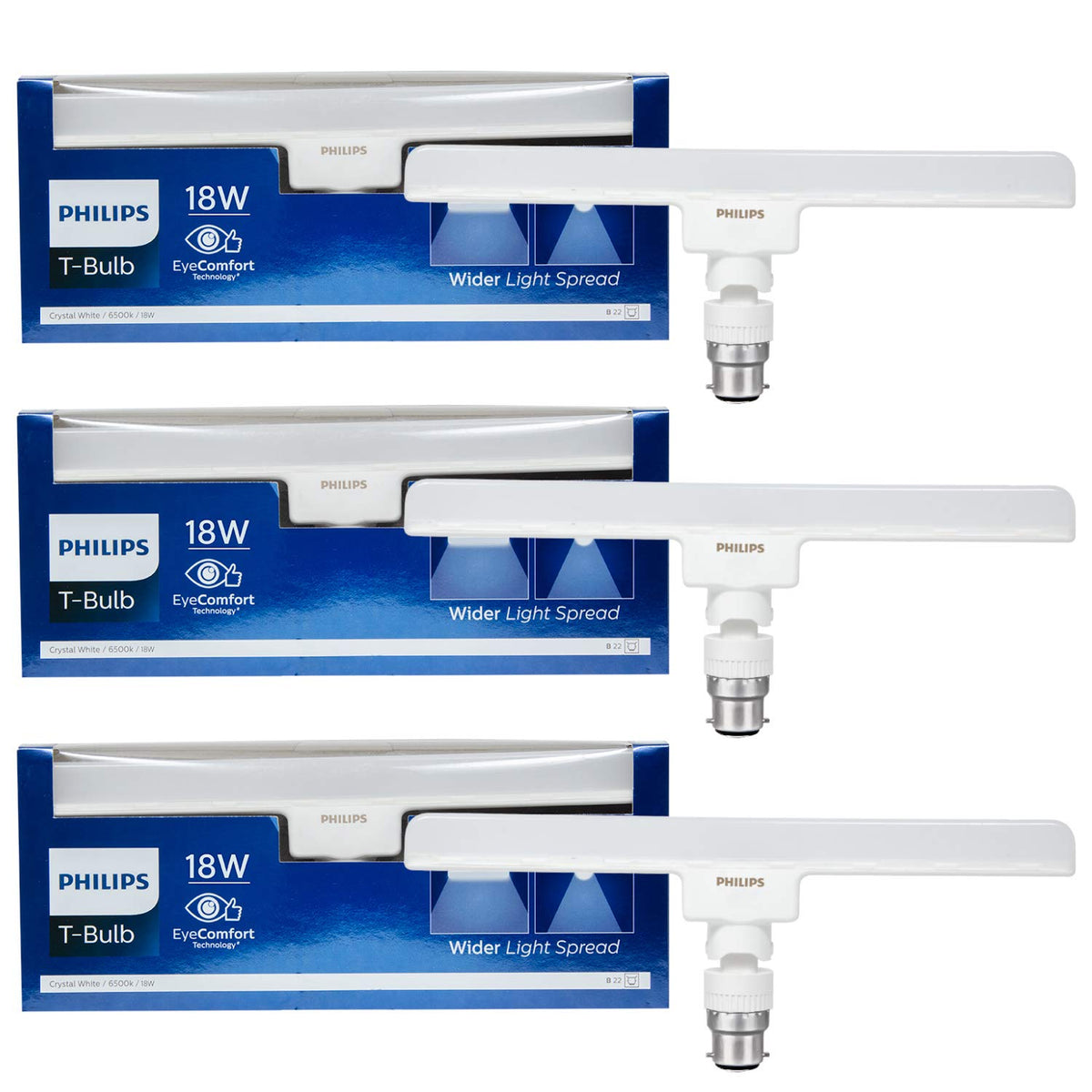 Philips 18W B22 LED Cool White Tubelight, Pack of 3
