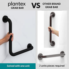 Plantex L-Shape Grab Bar for Toilet/Support Handle for Senior Citizen/Anti-Slip Shower Handrail - Stainless Steel, Pack of 1 (Black)-4
