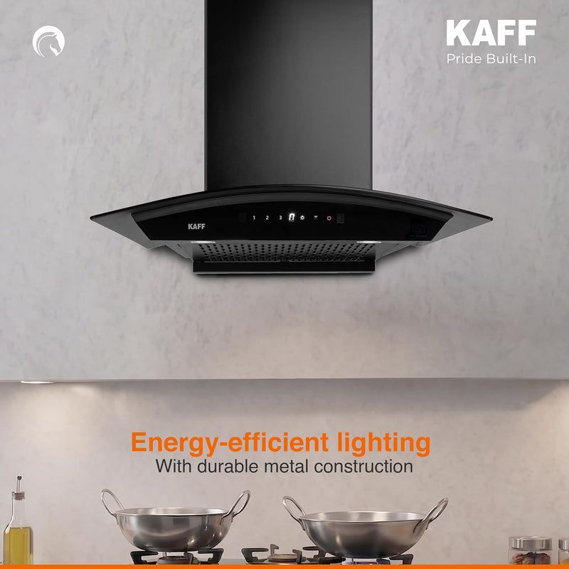 Kaff 60cm Curved Filterless Chimney, Installation Kit Included, KEC 60A