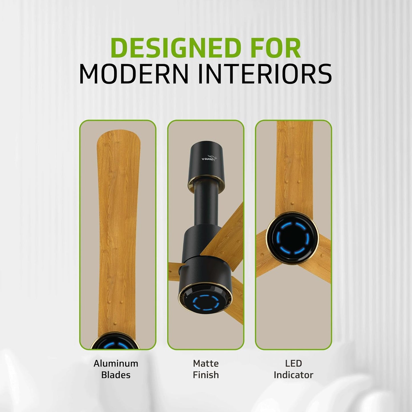 V-Guard Insight-G Premium BLDC Ceiling Fan For Home | 6 Speed Settings | 5-Star Energy Saving | Convenient Remote Control | High-Speed 100% Copper Motor | 1.2M (Choco Gold Wood)