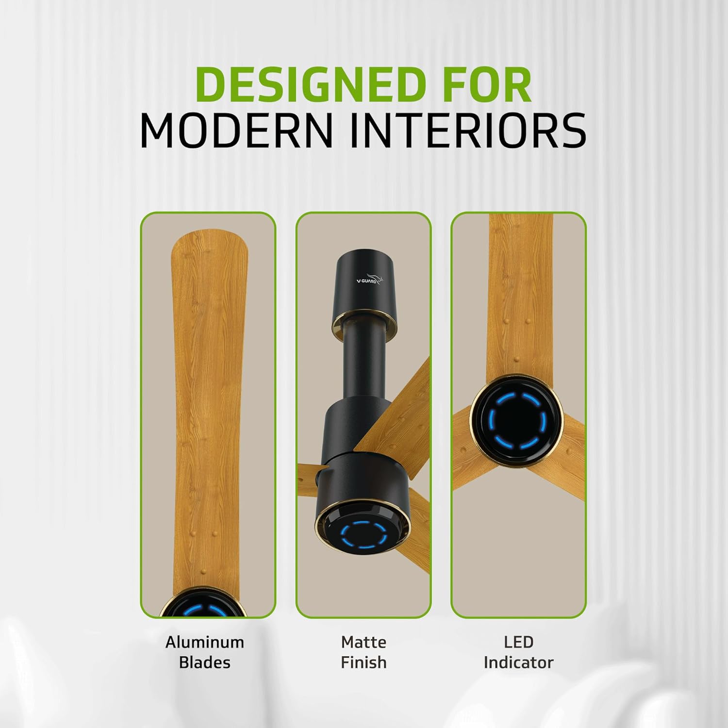 V-Guard Insight-G Premium BLDC Ceiling Fan For Home | 6 Speed Settings | 5-Star Energy Saving | Convenient Remote Control | High-Speed 100% Copper Motor | 1.2M (Choco Gold Wood)