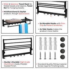 Plantex Space Aluminum Folding Towel Rack/Towel Stand/Hanger/Bathroom Accessories (24 Inches, Black-Matt)-4