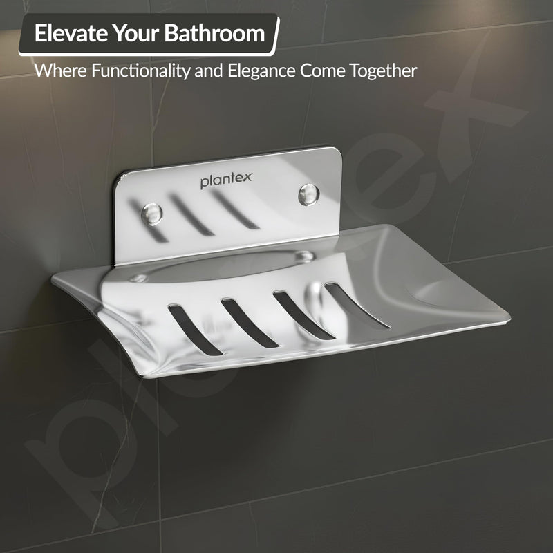 Plantex Stainless Steel Square Shape Soap Holder/Wall Mounted Soap Holder/Soap Stand/Bathrooom Accessories- (Chrome)-6