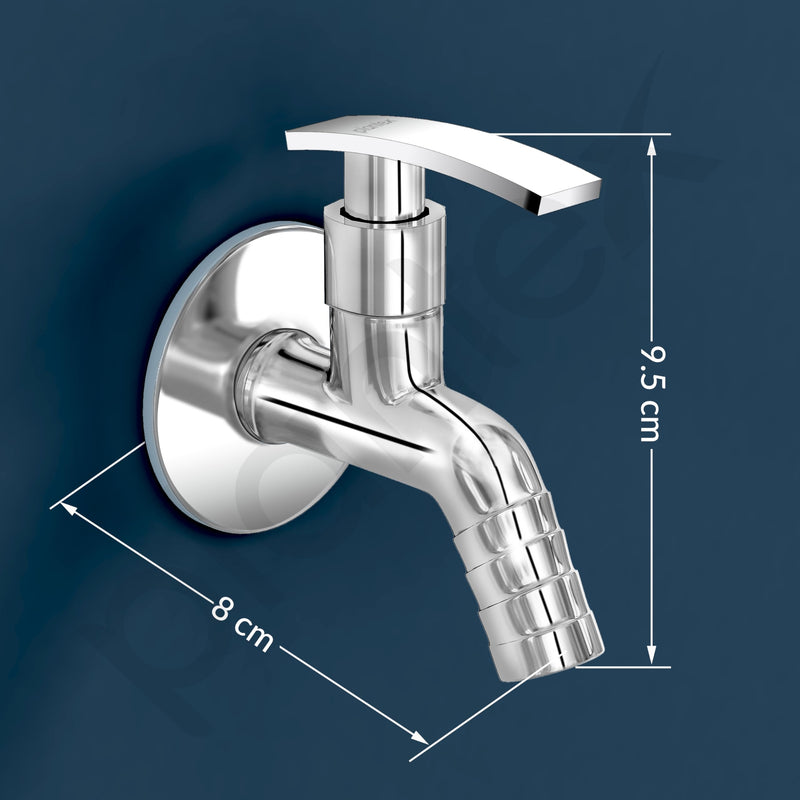 Plantex Single Lever Body Bib Cock Water Tap with Water Saving Nozzle and Brass Spindle/Washing Machine Tap with Wall Flange and Teflon Tape- Pack of 2 (1206-Chrome)-3