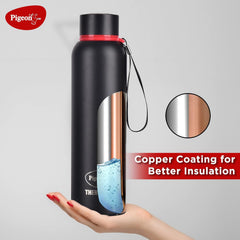 Pigeon by Stovekraft Croma Galaxy Stainless Steel Double Walled Leak Proof Thermos Water Bottle with Copper Coating Insi
