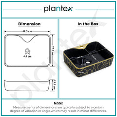 Plantex Ceramic Designer Washbasin for Bathroom/Countertop Wash Basin/Rectangle Tabletop Hand Wash Basin for Restaurant/Hotel (19x15x5 Inch - Black & Gold)-4