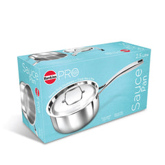 Hawkins Pro 2.5 Litre Sauce Pan, Triply Sauce Pan with Stainless Steel Handle and Stainless Steel Lid, Silver (PSSP25S)