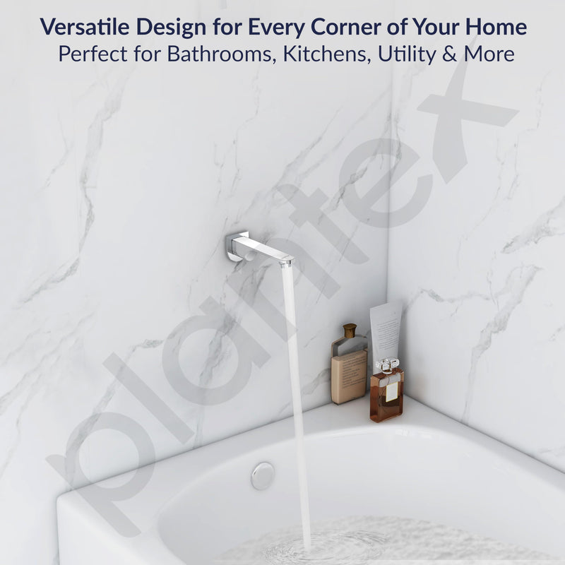Plantex Pure Brass Bath Tub Spout with Wall Flange/High Flow Spout for Bathroom-(Chrome)-5