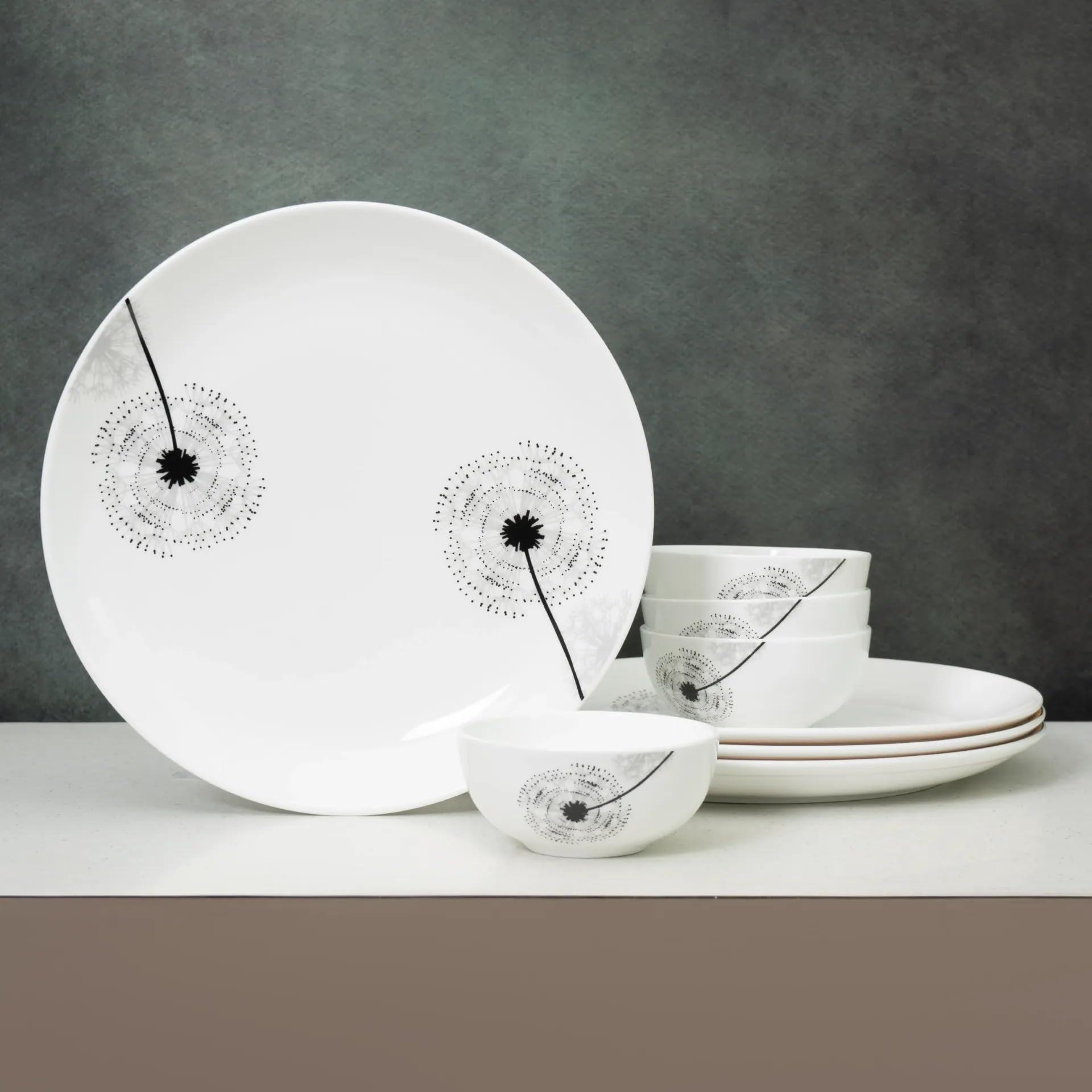 Clay Craft Fine Ceramic Eco Dinner Set, Enchanting Gold, for Family of 4, Dinner Set Ceramic, Crockery Set, Dining Set for Dinner, Crockery Set for Gift, Kitchen Set (ECO6, 12 Pieces)