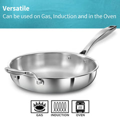 Hawkins Pro 26 cm Frying Pan, Triply Stainless Steel Fry Pan with Stainless Steel Handle, Silver (PSF26)