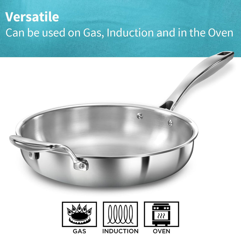 Hawkins Pro 26 cm Frying Pan, Triply Stainless Steel Fry Pan with Stainless Steel Handle, Silver (PSF26)