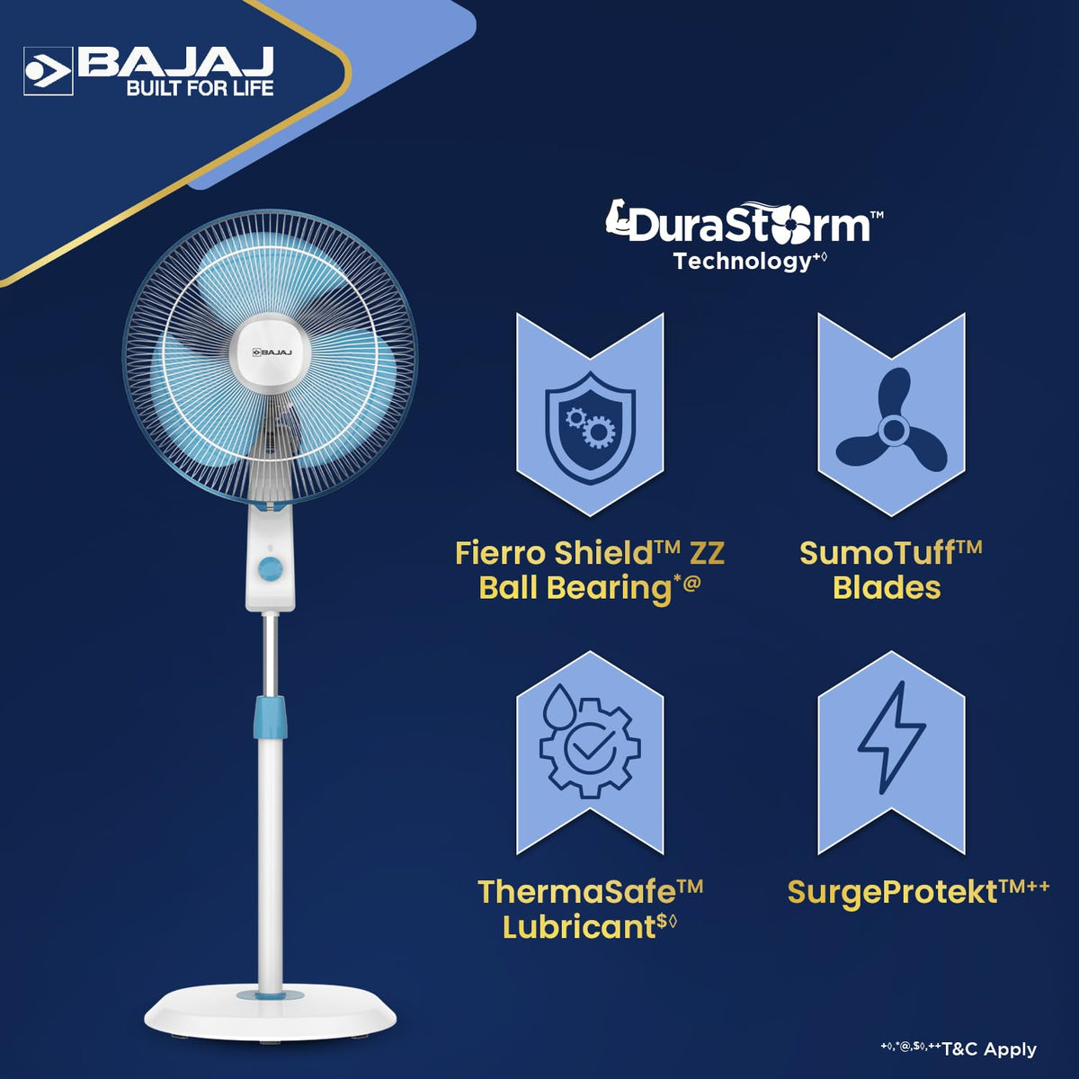 Bajaj Shield Series Robusto High Speed 400mm Pedestal Fan for Home-3