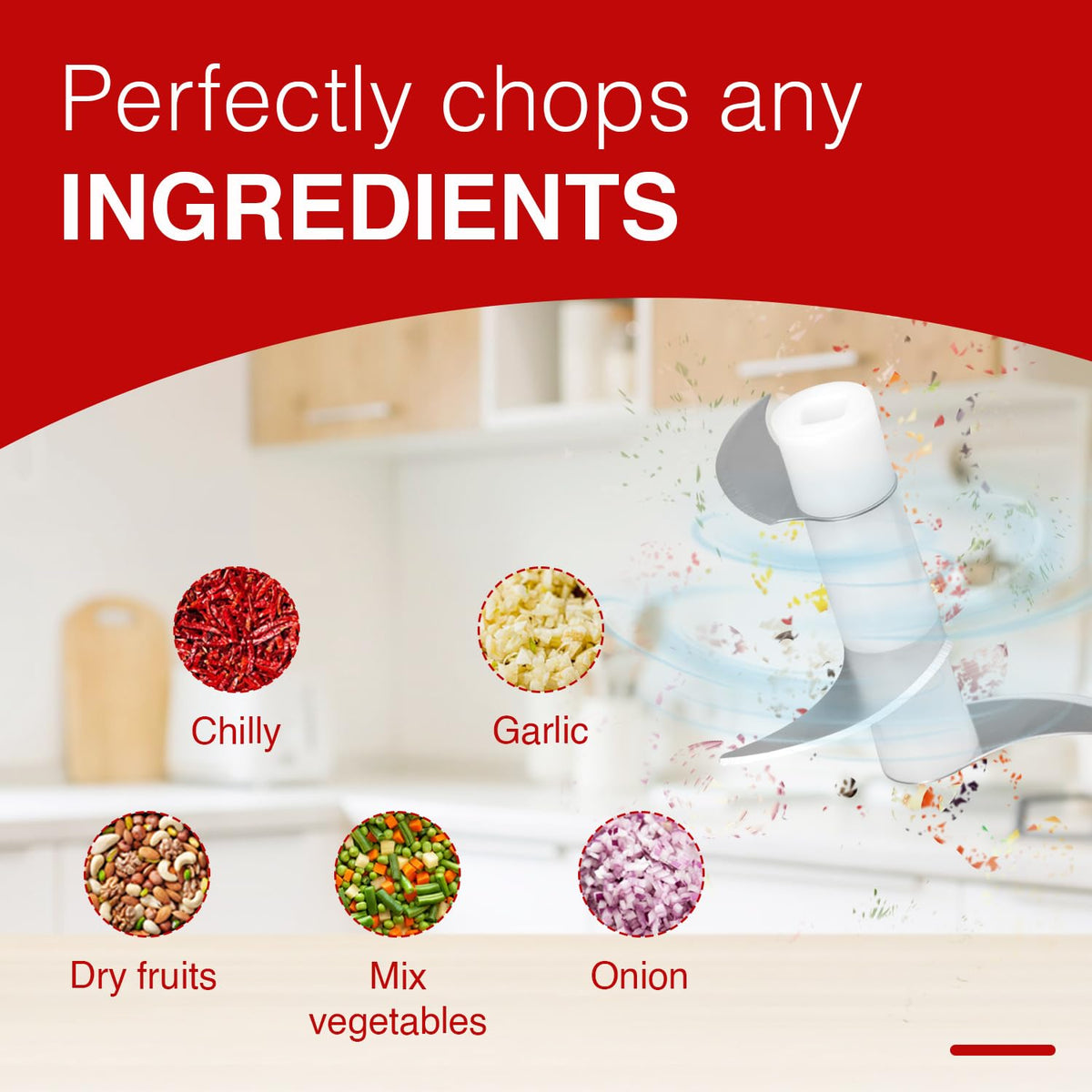 Pigeon Zoom Electric Chopper 350 ml, Portable with 3 Stainless Steel Blades for Effortlessly Chopping Vegetables and Fru