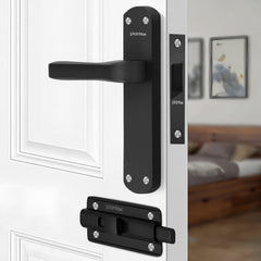 Plantex Heavy Duty Bathroom Door Lock/Mortise Handle Lock/8inch Keyless Plate Handle Set for Home/Bathroom/Store Room/Balcony/Office with Baby Latch (8132- Z-Black)-1