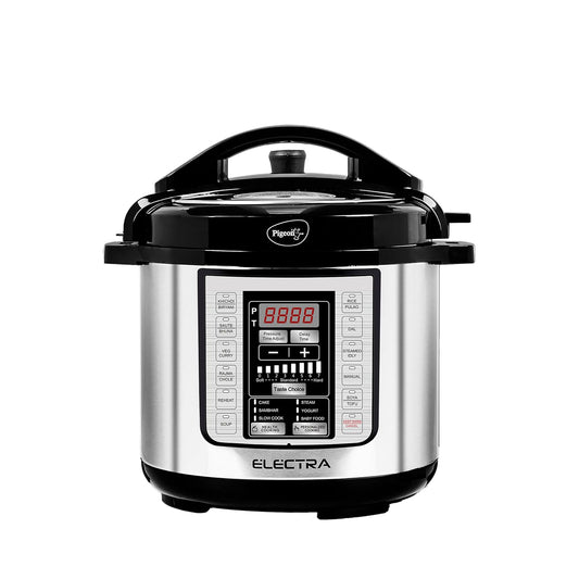 Pigeon By Stovekraft Electra Smart 6 Litre Electric Pressure Cooker with Digital Display | 18 Indian Preset Menu | Automatic Rice Cooker | Delay Timer & More (Stainless Steel)