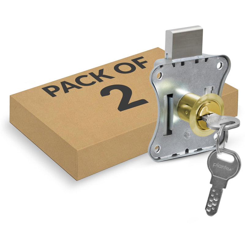 Plantex Drawer Lock/20mm Brass Lock for Cupboard/Multipurpose Cupboard Lock with Key for Home/Office - Pack of 2 (Gold)-1