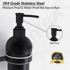 Plantex 304 Grade Stainless Steel Hand Wash Holder for Wash Basin Liquid Soap Dispenser/Bathroom Accessories - Splash (Black)-4