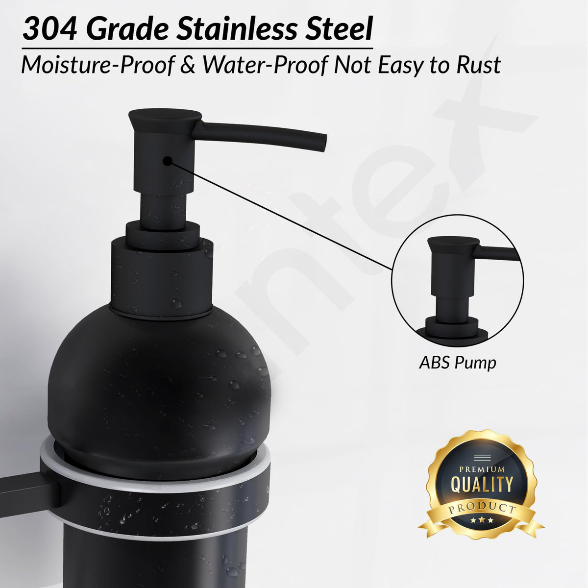 Plantex 304 Grade Stainless Steel Hand Wash Holder for Wash Basin Liquid Soap Dispenser/Bathroom Accessories - Splash (Black)-4
