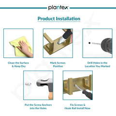 Plantex Aluminum Hook Rail with L-Shape Hooks for Walls of Bathroom/KitchenHook Rail Bar for Clothes/Towel/Keys - Pack of 3 (6 Hooks, Brass Antique)-6