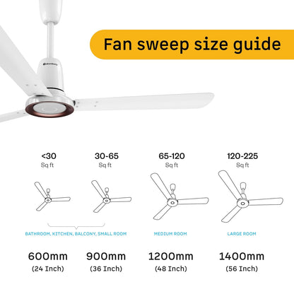 atomberg Studio Nexus 1200mm BLDC Ceiling Fan with IoT & Remote Control | BEE 5-star | New Blade Design | High Air Delivery with Moonbeam Light | Low noise | 5 Year Warranty | Gloss White