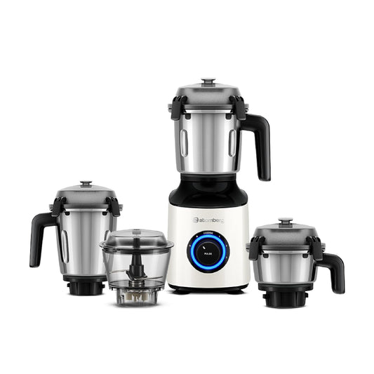 Atomberg Zenova Mixer Grinder | Unique Coarse Mode for Silbatta-like Texture | Intelligent BLDC Motor | Safety Features | 4 Jars including Chopper | Hands-Free Operation (Pearl White)