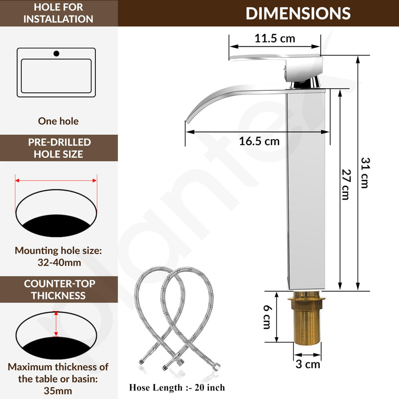 Plantex 304-Grade Stainless Steel Basin Mixer/Pillar tap for wash Basin/Hot and Cold Mixer tap for Washbasin-(YJR-31-Chrome)-5