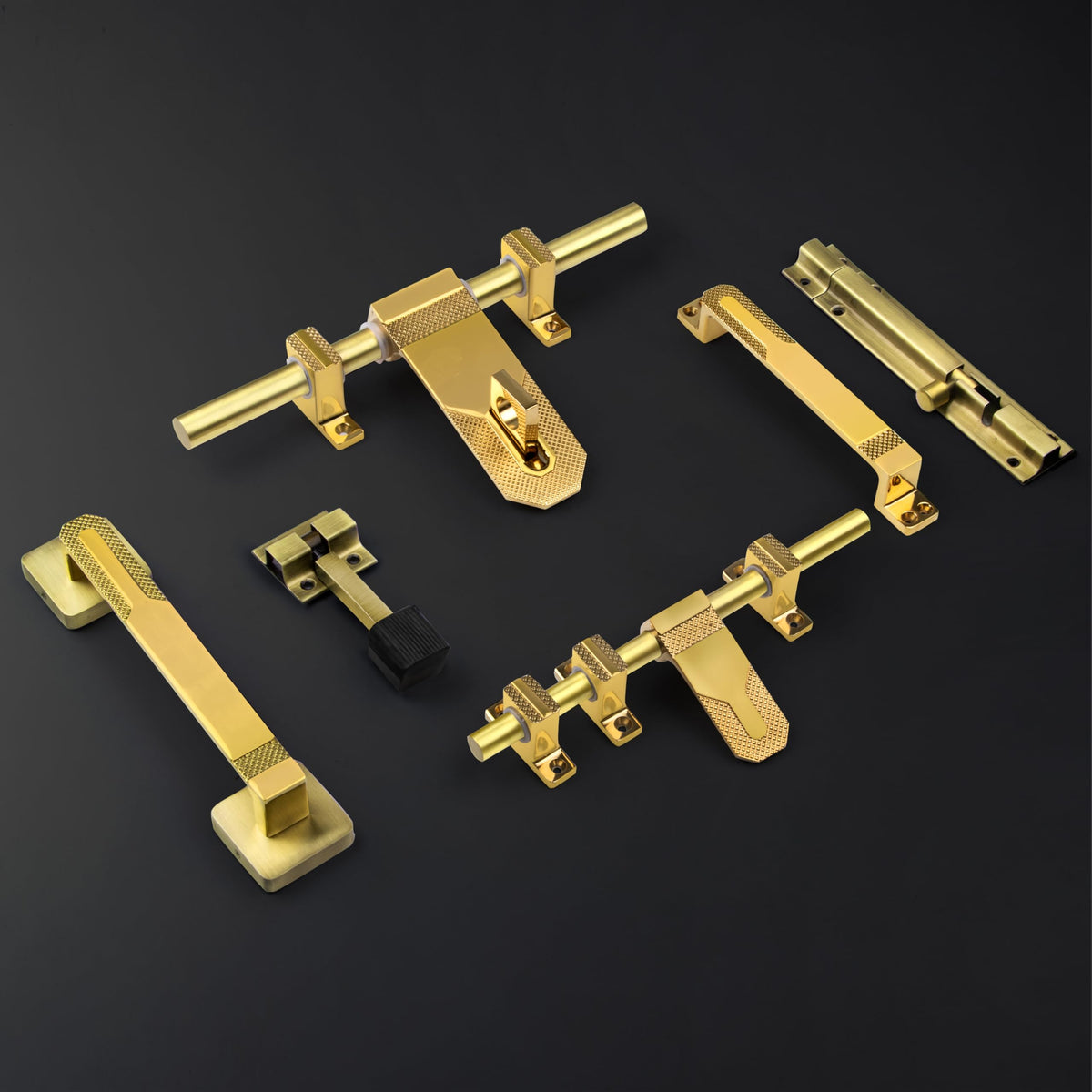 Plantex Stainless Steel Door Kit for Single Door/Door Accessories (10-inch Al-Drop,8-inch Latch,2 Handles of 8 and 7 Inch,7-inch Tower Bolt and 4-inch Door Stopper- (PVD Gold)-1