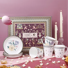 Magique by The Wishing Chair x ClayCraft : Emerald Ribbon - Amber Giftbox | Set of 4 Snack Plates & Serving Platter | Dishwasher Safe | Festive Gifting | GiftBox Packaging