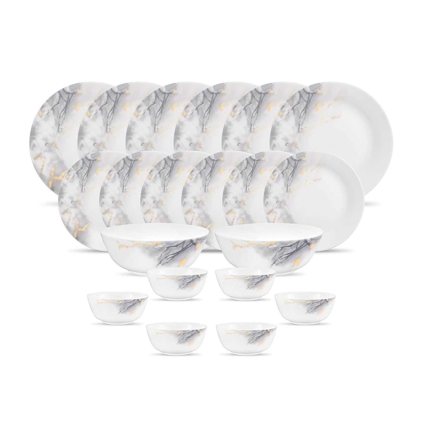 Diva by La Opala, Pearl Collection, Opal Glass Dinner Set 20 pcs, Twilight Clouds, White