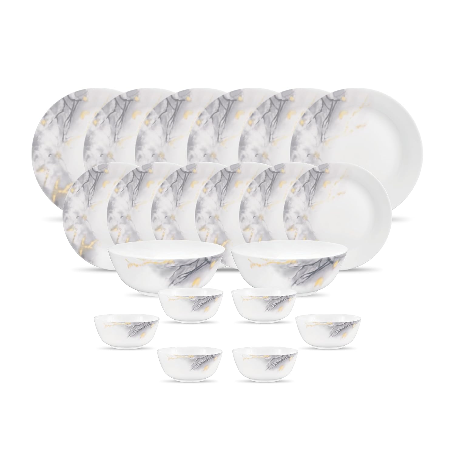Diva by La Opala, Pearl Collection, Opal Glass Dinner Set 20 pcs, Twilight Clouds, White