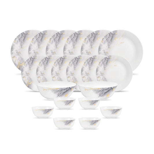 Diva by La Opala, Pearl Collection, Opal Glass Dinner Set 20 pcs, Twilight Clouds, White