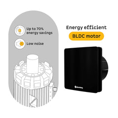 atomberg Studio Exhaust Fan 150mm (6 Inches) | BLDC Motor | 6.8W| Low Noise | 2000 RPM| Ideal for Bathroom,Kitchen | Easy to Clean | Installation-Round Cut (153mm) | 2 Years Warranty | (Gloss Black)