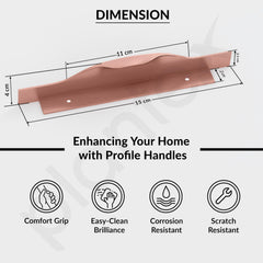 Plantex Profile Handle for Kitchen Cabinet/6 Inch Aluminium Drawer Profile Handle/Wardrobe Pull Handle for Home/Office/Hotel - Pack of 5 (Rose Gold) (Model APS-PF-1001)-3