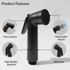 Plantex Jet Spray for Toilet/ABS Health Faucet with 1 Meter Shower Hose Pipe and Wall Hook/Health Faucet Set for Bathroom/Hand Gun for Toilet - (Black)-2