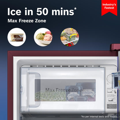 Bosch 187 L, 3 Star, Single Door Refrigerator with Industry's largest base drawer, vegetable box* & Beverage space (CST18W23PI, Wine Flower) 18 Hr Cooling Retention, 2.5x Cooling, Inverter compressor