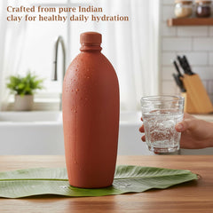 BS Natural Handcrafted Clay Water bottlei | Natural Mitti Ki bottle for Cold Drinking Water | Eco-Friendly Earthen Water Pot | Traditional Terracotta (Water Bottle 1 Liter Pack of 1)