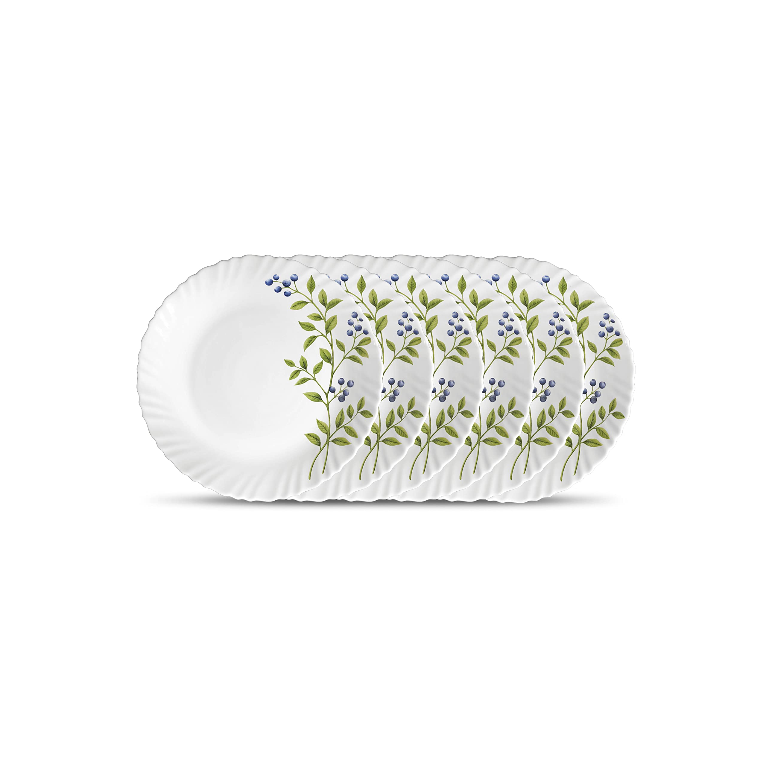 La Opala Novo Collection Opal Glass Crockery | Quarter Plate Set of 6 | Scarlet Blooms Design | Plates for Snacking & Gifting | Microwave Safe | 100% Vegetarian | Extra Strong | Super Light & White