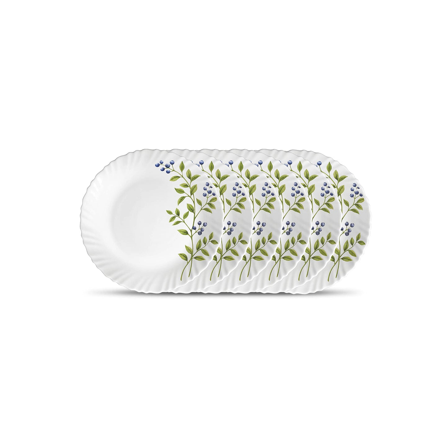 La Opala Novo Collection Opal Glass Crockery | Quarter Plate Set of 6 | Tender Trio Design | Plates for Snacking & Gifting | Microwave Safe | 100% Vegetarian | Extra Strong | Super Light & White