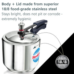 Hawkins 3 Litre Tall Stainless Steel Hevibase Pressure Cooker, Impact Bonded Base, Inner Lid Cooker, Silver (HSI3T)