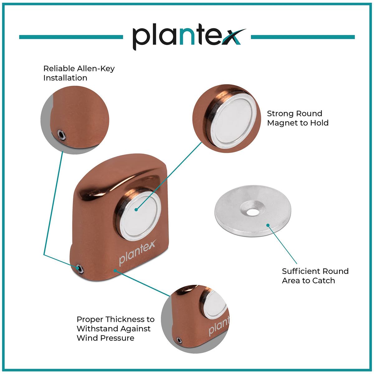 Plantex Magnetic Door Stopper/Door Magnet Stopper/Gate Stopper for Main Door/Door Stopper for Main Door/Stops for Door - (193-Rose Gold) Set of 3-2