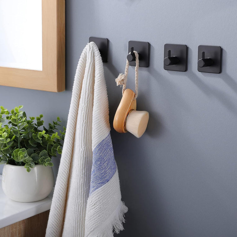 Plantex Hook for Bathroom/Self-Adhesive Hook/GI Steel Hook for Hanging Clothes/Towel/Hook for Wall/Drill Free Installation - Pack of 4 (Black)-2