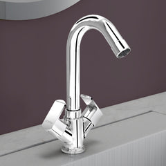 Plantex Basin Mixer Tap for Bathroom with Brass Spindle/Tap for Wash Basin with Water Saving Aerator/Pillar Tap - (CRM-1280-Chrome)-1