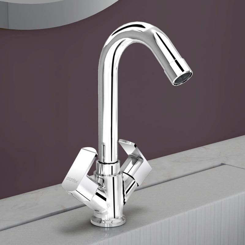 Plantex Basin Mixer Tap for Bathroom with Brass Spindle/Tap for Wash Basin with Water Saving Aerator/Pillar Tap - (CRM-1280-Chrome)-1